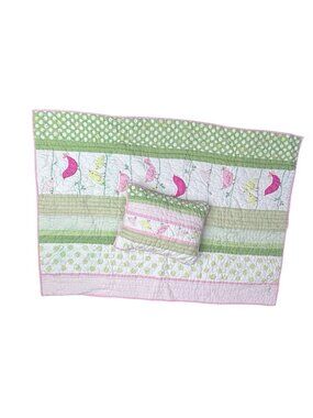 Pottery Barn Kids Crib Toddler Bed Penelope Blanket Pillow Pink Bird Polka Dot